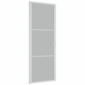 Vidaxl Notranja vrata 76x201,5 cm Bela mat steklo in aluminij