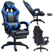 slomart LEAN Gaming/pisarniški stol z naslonjalom za noge, črno-modri