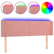Vidaxl LED posteljno vzglavje roza 147x16x78/88 cm žamet