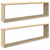 Vidaxl Stenske police kockaste 2 kosa sonoma hrast 100x15x30 cm