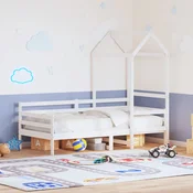 Dnevni krevet s krovom bez madraca bijeli 80x200 cm masivno drvo