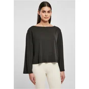 Womens short modal neckline Bateau with long sleeves, black