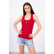 Striped blouse with red metal plate