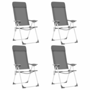 vidaXL Zložljivi stoli za kampiranje 4 kosi sive barve aluminij