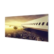 tulup.si Slika na akrilnem steklu Plane mesto zahod 125x50 cm 4 obešalnika