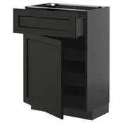 METOD / KNIVSHULT Podni element s fiokom/vratima, Crnosiva/Lerhyttan crno bajcovano, 60x37 cm