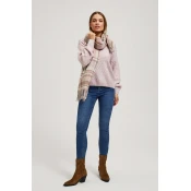 Marisse Powder Pink Checkered Scarf With Fringes
