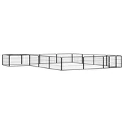 Ograda za pse s 16 panela crna 100 x 50 cm celik obložen prahom