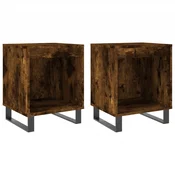 Vidaxl Nočna omarica 2 kosa dimljen hrast 40x35x50 cm inženirski les