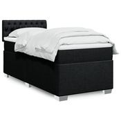 vidaXL Box spring postelja z vzmetnico črna 90x200 cm blago