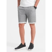 OMBRE Moške kratke hlače LOOSE FIT iz melanžirane sive tkanine MDN124756 XXL