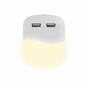 V-TAC LED nočna luč 0,4 W (10 lm), 2xUSB, kvadratna Farba svetla: Topla bela