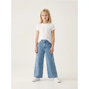 Sinsay - Wide leg teksas pantalone sa vezenim cvetovima - šareno