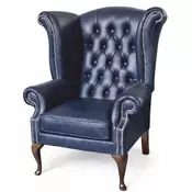 Casa Padrino luxury Chesterfield wing armchair vintage blue/UK design/brown H. 110 cm
