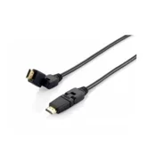 EQUIP HighSpeed HDMI kabel z Ethernet, black 3,0m, swivel, black -