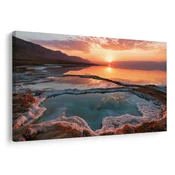 Slika rožnat sončni zahod nad slanim jezerom - 40x30