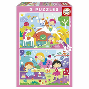 Set 2 Puzzle Educa Fantasy world 48 Dijelovi