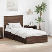 Krevet s od storage Smedi hrast 75 x 190 cm Konstruirano drvo