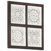 vidaXL Rucno rezbareni zidni panel MDF 40 x 40 x 1,5 cm smede-bijeli