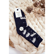 Womens Wool Socks V Polar Bear navy blue