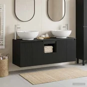 vidaXL Komplet omaric za kopalnico 3 kos Črna 49,5 x 44,5 x 65 cm