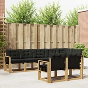 Set vanjskih sofa 8 kom. Bijela i crna Smeđa 306 x 128,5 x 73 cm