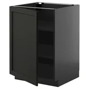 METOD Podni element s policama, Crnosiva/Lerhyttan crno bajcovano, 60x60 cm