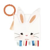 Tekstilna knjižica zec The Rabbit in Love Activity Book Kaloo s prstenom za najmlađe od 0 mjeseci starosti