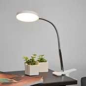 Lindby LED namizna svetilka Milow, bela, kovinska, višina 36 cm - Študija/pisarna - Sodobni - bela, krom - Plastika