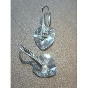 Naušnice Srca sa Swarovski kristalima White pat 14mm – Srebro 925 + KUTIJA