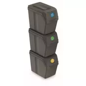Prosperplast Prosperplast Sortibox set 3 košev za ločevanje odpadkov 3x20 l, siv kamen