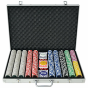 VIDAXL poker set s 1000 laserskimi žetoni, aluminij