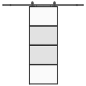 vidaXL vidaXL Drsna vrata z opremo črna 76x205 cm kaljeno steklo, (21749518)