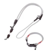 Komplet Nomad Tales Spirit: ovratnica + povodec, kameno sive barve - Velikost L + 200 cm povodec