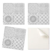 shumee Samolepilna vinilna stenska obloga z natisnjenimi geometrijskimi in cvetličnimi vzorci 9x30x30 cm