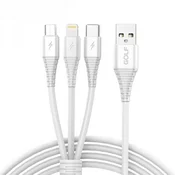 GOLF usb 3u1 GC-85 Beli ojacani 3A (Type C+Iphone+Micro)