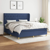 Greatstore Box spring postelja z vzmetnico modra 180x200 cm blago