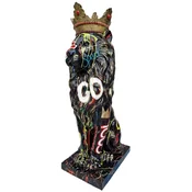 Casa Padrino luxury designer decorative figure lion with crown black/multicolored H. 80 cm - Weatherproof decorative sculpture - Living room decorative figure - Luxury decorative animal figure