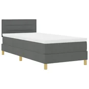 Vidaxl LED Box Spring Postelja Temno siva 90 x 190 cm blago
