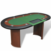 vidaXL Stol za Poker za 10 Igraca s Prostorom za Djelitelja i Držacem Žetona Zeleni