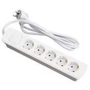 Elit+ petostruka prenosna uticnica sa kvadratnim prekidacem, 3680w 16a 250v, bela, h05vv-f 3g1.5mm?/3m ( EL0443 )