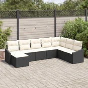 Sjedeća garnitura za vrt 8 kom. Crna i Krema poliratan 288,5 x 123,5 x 85 cm