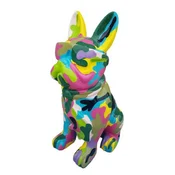 Casa Padrino luxury decorative sculpture dog bulldog multicolored H. 80 cm - Large decorative figure - XXL decorative sculpture - XXL decorative figure - Luxury XXL figures