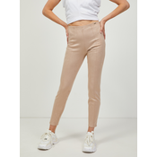 Beige womens slim fit pants in suede finish Guess Maya