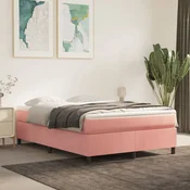 shumee vidaXL Posteljni okvir roza 140 x 200 cm oblazinjen z žametom