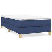 Vidaxl Posteljni okvir z vzmetmi modra 90x190 cm tkanina