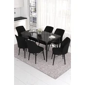 Hanah Home Set Trpezarijski sto i 6 stolica Eva, Crni
