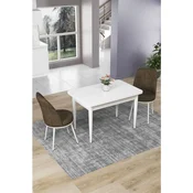 Hanah Home trpezarijski set Nil, sto i 2 stolice, bela ploca, braon tkanina Babyface