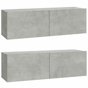 Zidni TV ormarici 2 kom sivi 100 x 30 x 30 cm konstruirano drvo