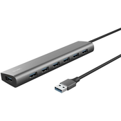 USB HUB TRUST Halyx, 7-port, USB 3.2, sivi (24967)